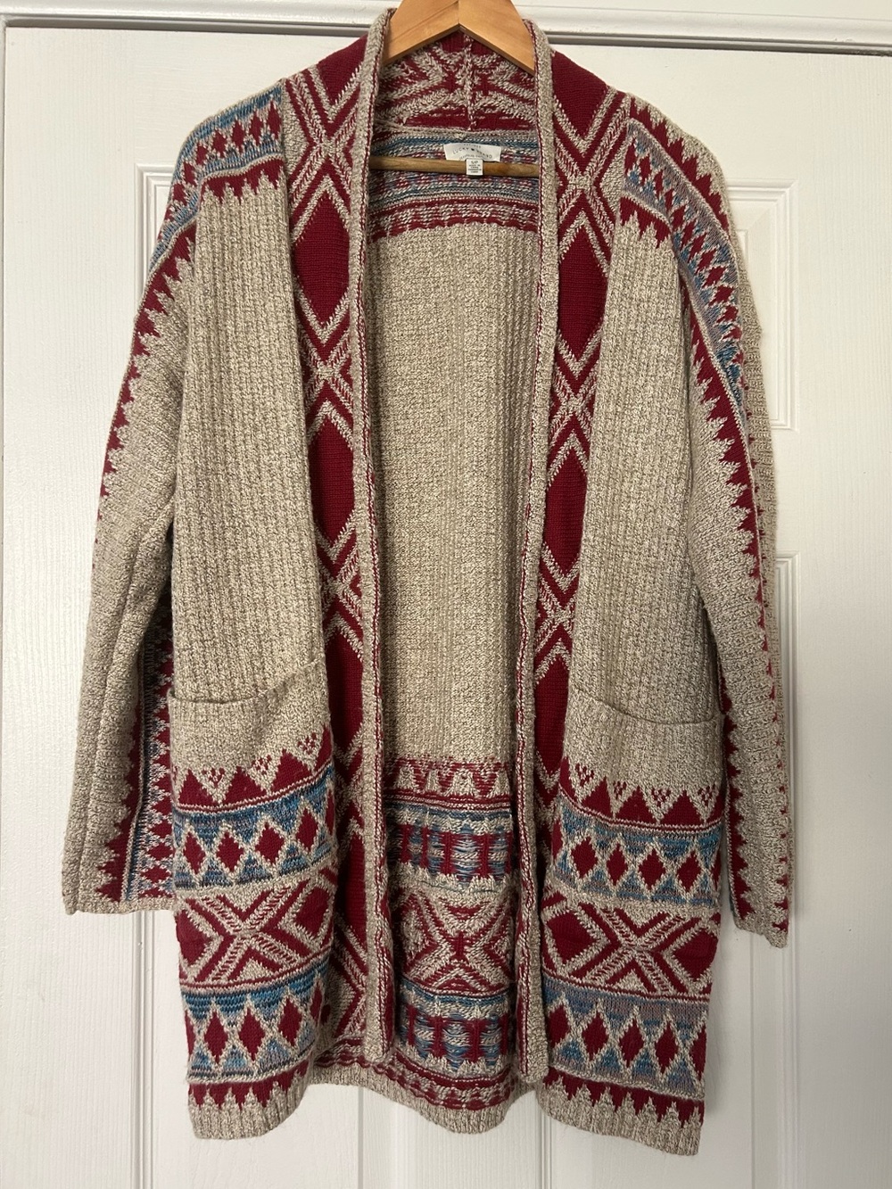 Lucky Brand S Southwestern Aztec Long Cardigan Sweater Boho Western